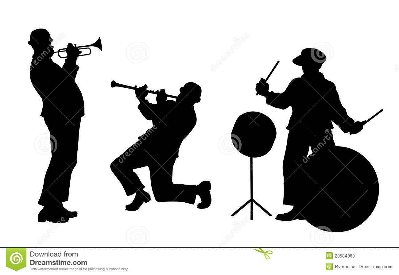Jazz Band Silhouette Jazz Band Silhouettes On White