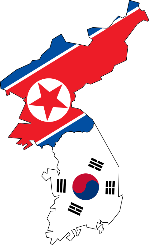 North   South Korea Flag Map  No Jeju 
