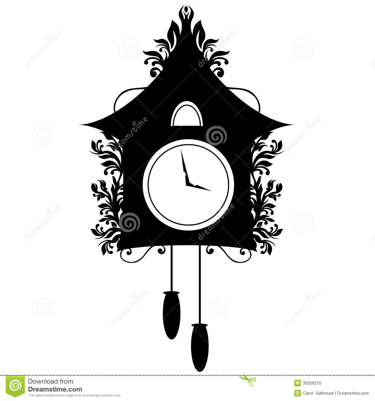 Ornate Cuckoo Clock Silhouette Royalty Free Stock Photo   Image