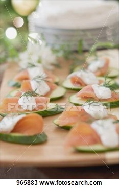 Photo Of Cucumber Slices With Smoked Salmon   Dill Cream  Christmas