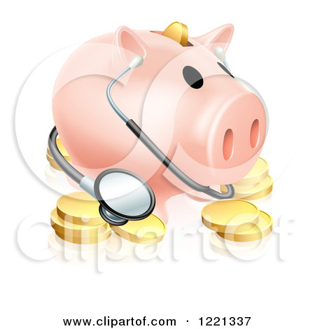 Piggy Bank With A Stethoscope And Gold Coins