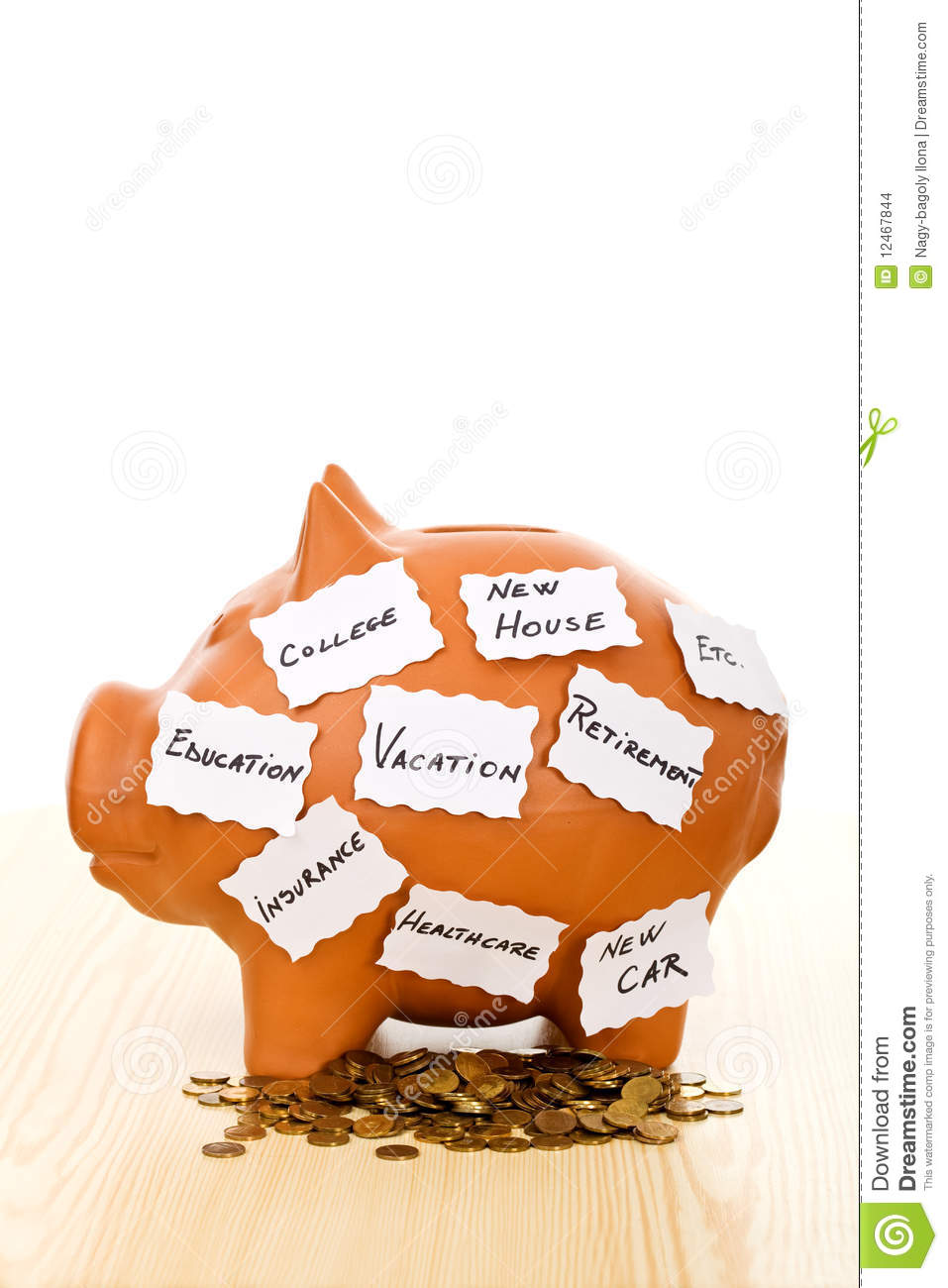 Piggy Bank With Notes   Saving Concept Stock Images   Image  12467844
