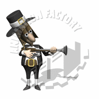 Pilgrim Shooting Gun Animated Clipart