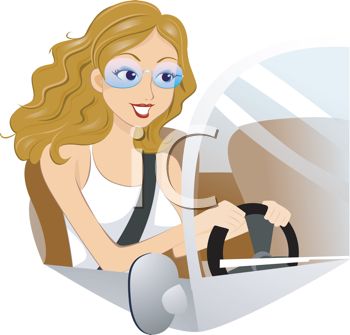 Pretty Blond Driving A Sports Car   Royalty Free Clipart Picture