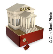 Safe Deposit Box   One Safe Box With A Bank Building On