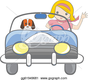Stock Illustration   Girl Driving Car   Clipart Illustrations