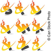 Swoosh Flame Alphabet Set 3   Set Of Swoosh Alphabet With