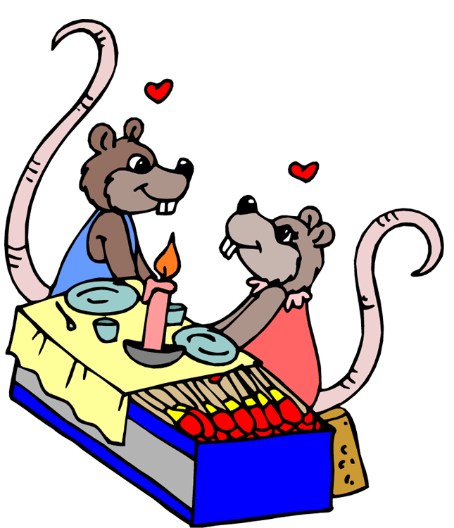Two Little Mice Having Candlelight Dinner On A Matchbox