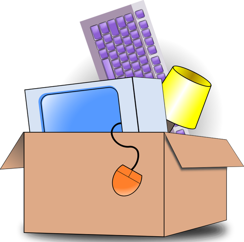 Vector Illustration Of Box Filed With Household Item