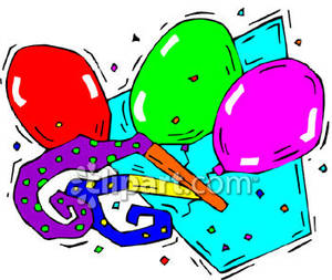 Balloons And Party Decorations   Royalty Free Clipart Picture