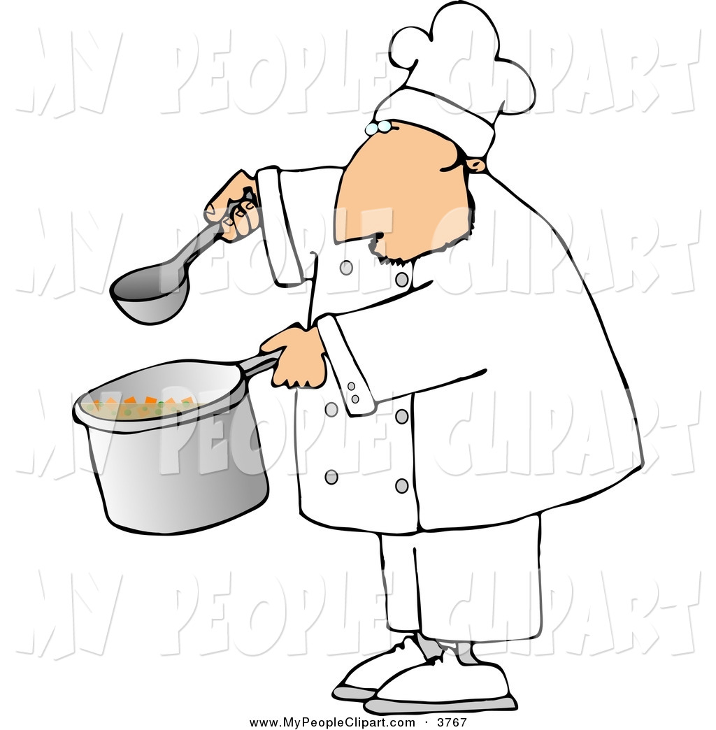 Clip Art Of A Male Chef Stirring A Pot Of Delicious Stew By Dennis Cox
