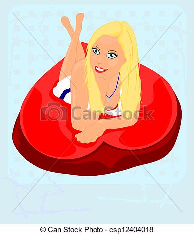 Clipart Of Girl Laying Down   Girl With Blond Hair Lying On The Pillow    