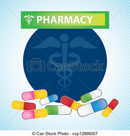 Clipart Vector Of Hospital Icons Pharmacy Concept On Blue Background