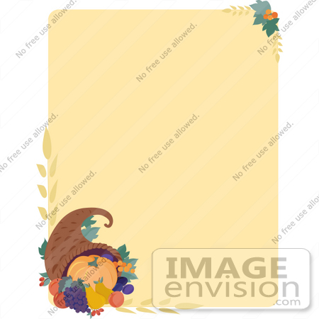 Cornucopia Basket On A Thanksgiving Stationery Background By Maria