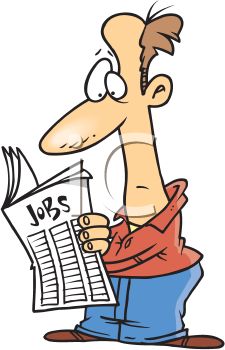 Free Clipart Image  Cartoon Of A Man Looking In The Paper For A Job