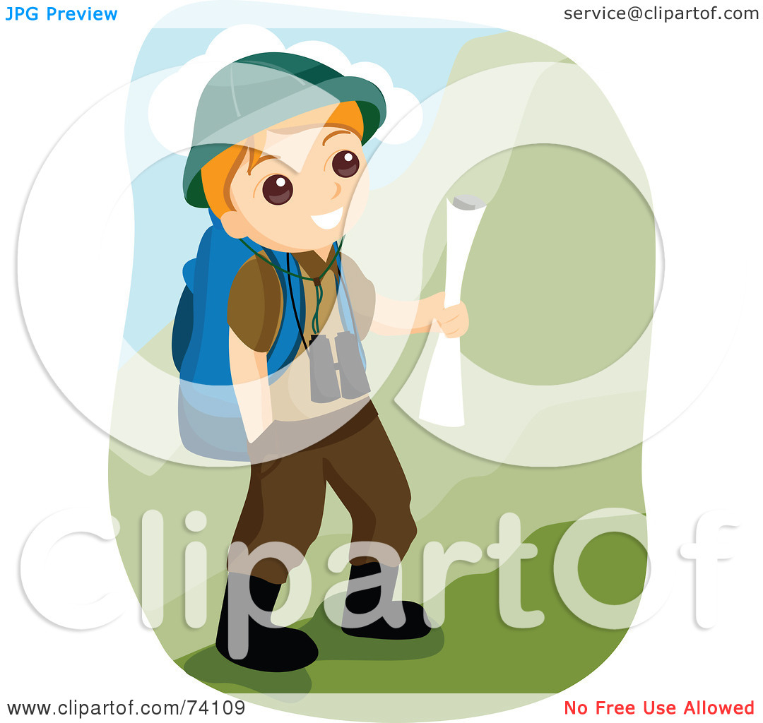 Free  Rf  Clipart Illustration Of A Happy Outdoorsy Little Boy Hiking