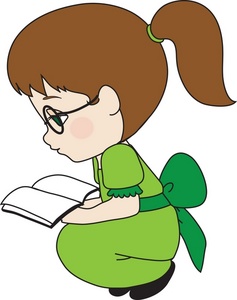 Girl Clipart Image Little Girl Reading A Book