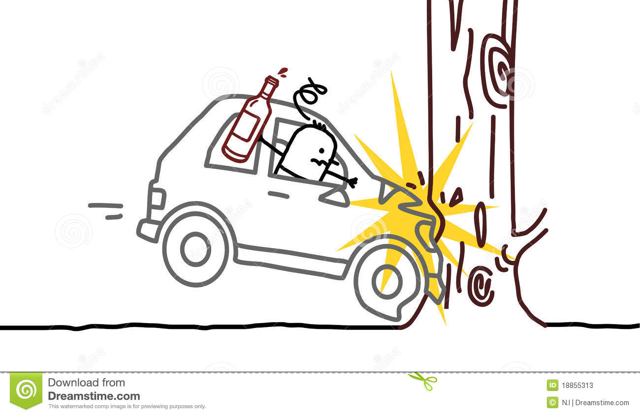 Hand Drawn Cartoon Characters   Drunk Man   Car Crash