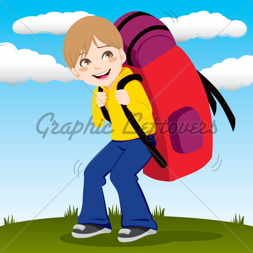 Little Kid Walking Outdoors Carrying A Huge And