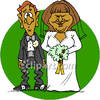 Nervous Groom And His Bride   Royalty Free Clipart Picture