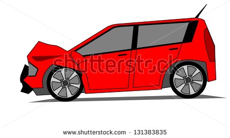 Side Illustration Of Crashed Red Car   Stock Photo