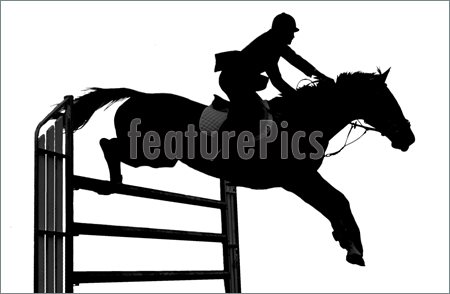 Silhouette Of A Horse Clearing A Jump Isolated On White