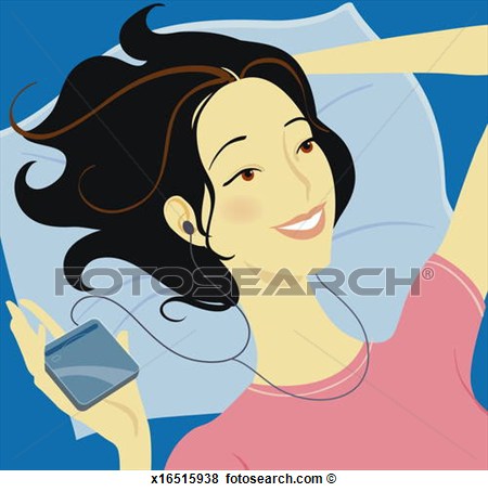Stock Illustration Of Teenage Girl Laying Down Listening To Music