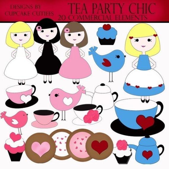 Tea Party Elegant Clipart Commercial Use For Cards Stationary And