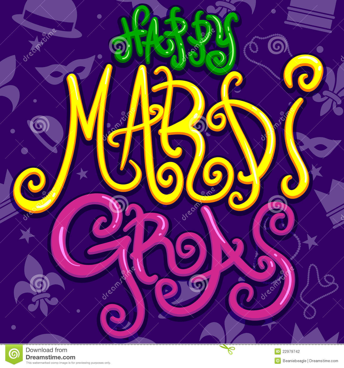 Text Saying Happy Mardi Gras  Background Pattern Is Also Seamless
