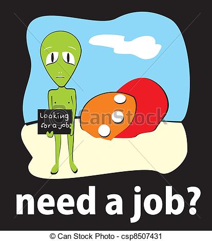 Vector Clip Art Of Job   Alien Crashed And Looking For Work Vector    