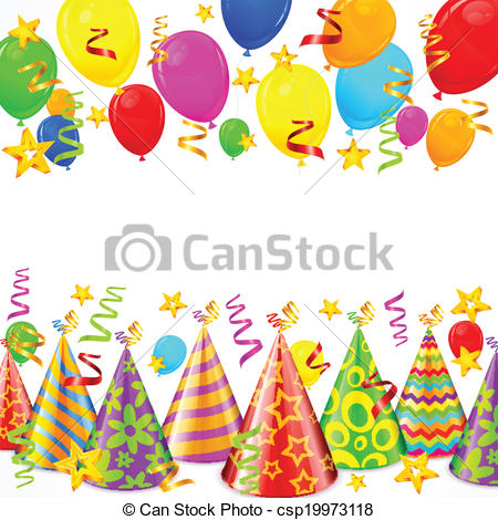 Vector Clip Art Of Party Decorations   Party Hats Serpentines