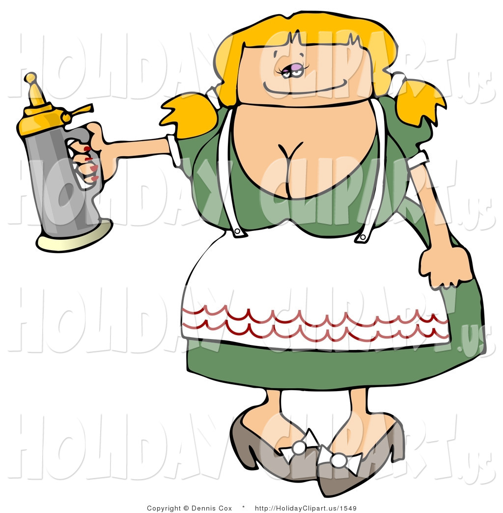 Woman Serving A Beer Stein At A Bar On Oktoberfest By Dennis Cox
