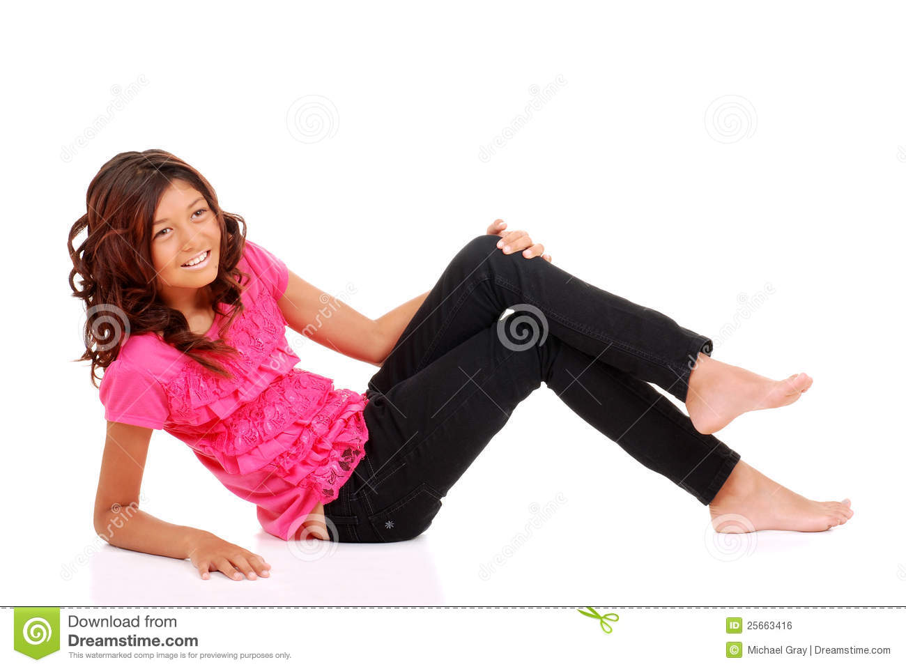 Young Girl Laying Down With Pink Top Royalty Free Stock Image   Image    