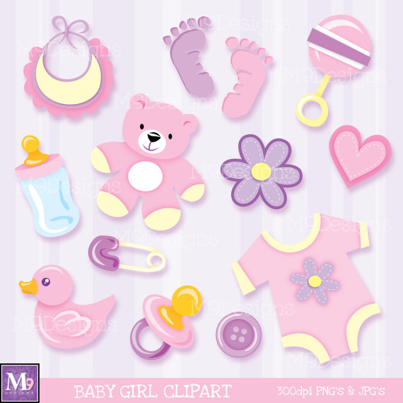 Baby Girl Clip Art Baby Clipart Illustrations Instant Download