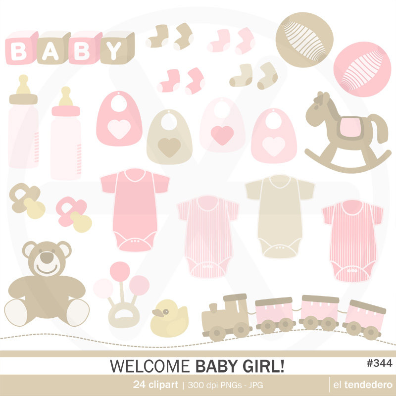 Baby Girl Clipart Pack Welcome Baby Girl With Baby By Eltendedero