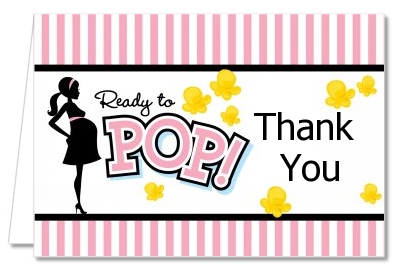 Baby Shower Thank You Cards   Ready To Pop Pink Thank You Notes