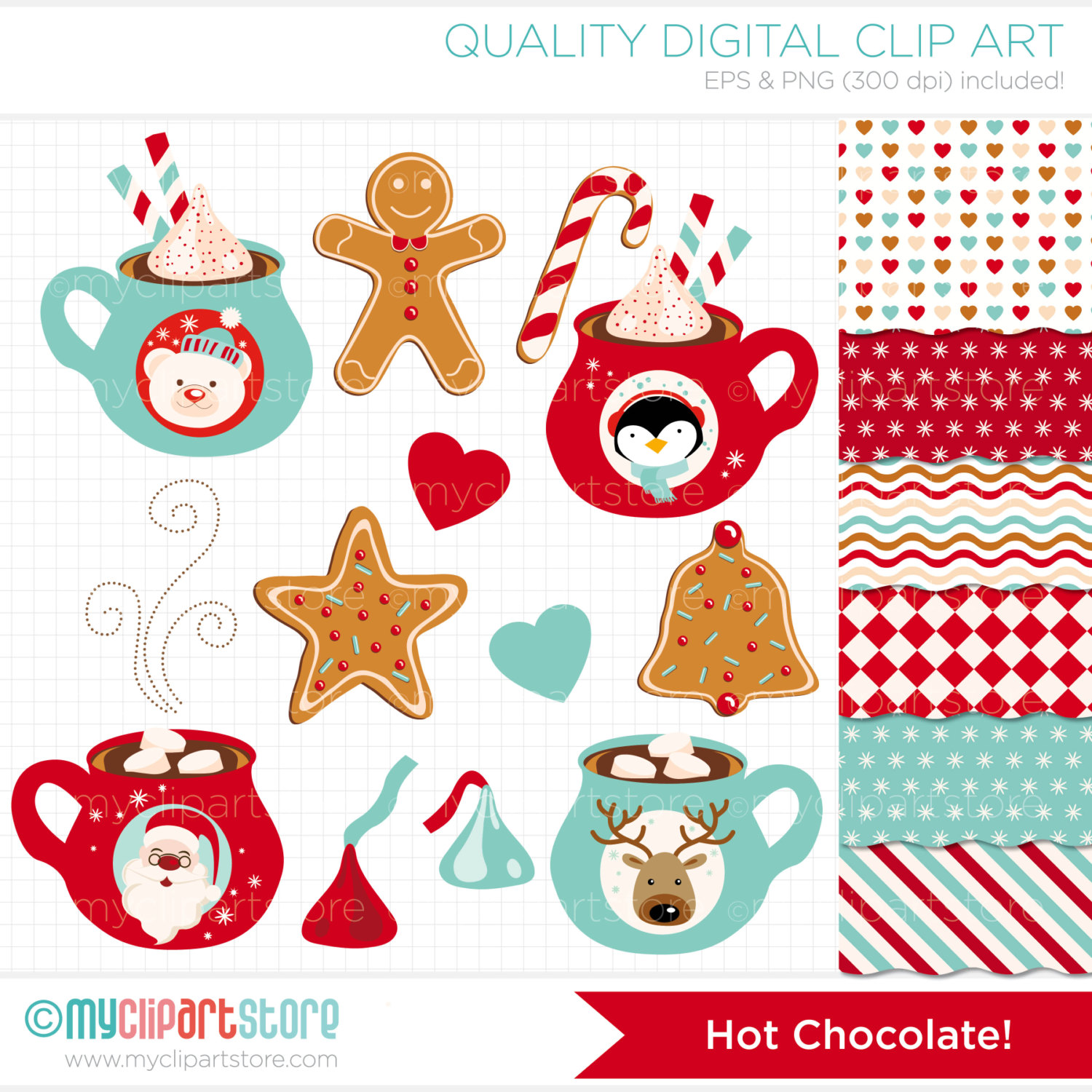 Clipart Combo Hot Chocolate   Christmas Clip By Myclipartstore