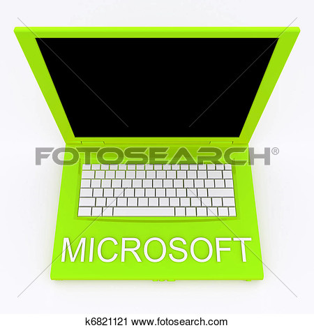 Clipart   Laptop Computer Mit Wort Microsoft Auf Ihm  Fotosearch