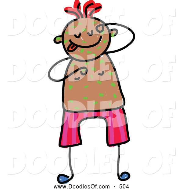     Clipart Of A Child S Drawing Of A Boy Itching Green Spots   Chicken