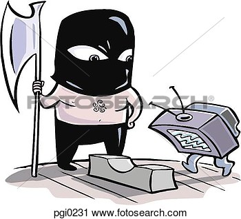 Clipart Of Executioner And Computer At Chopping Block Pgi0231   Search    