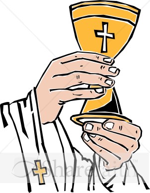 Cross Chalice Lifted By Priest   Communion Clipart