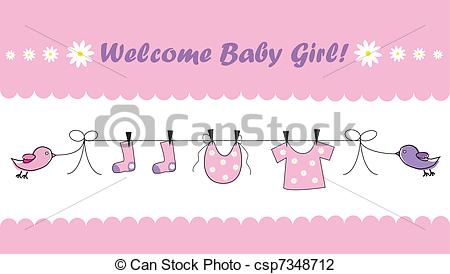 Girl   Cute Pink Welcome Home Baby Girl    Csp7348712   Search Clipart    