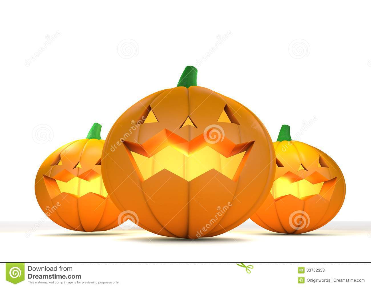 Illustration Of Three Halloween Smiling Pumpkin