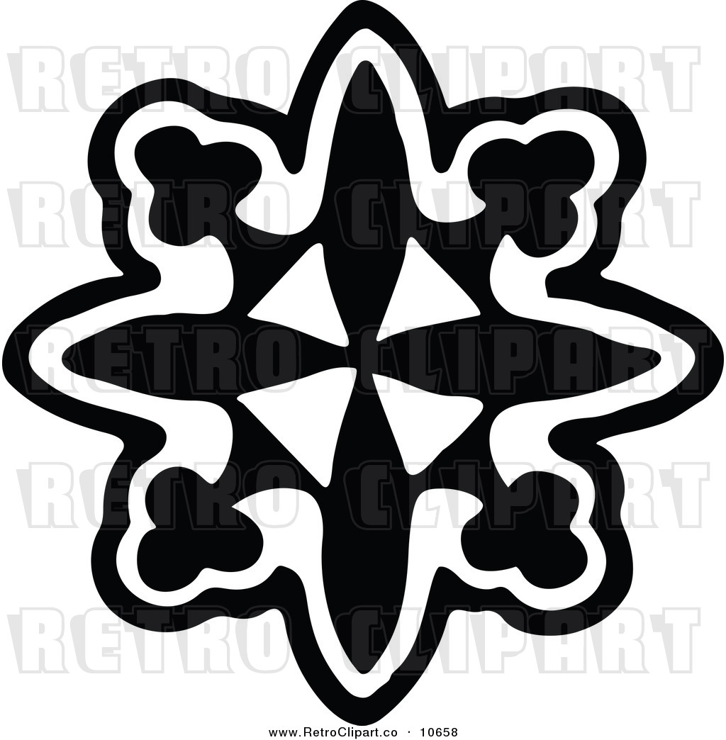 Larger Preview  Vector Clipart Of A Retro Black And White Snowflake By    