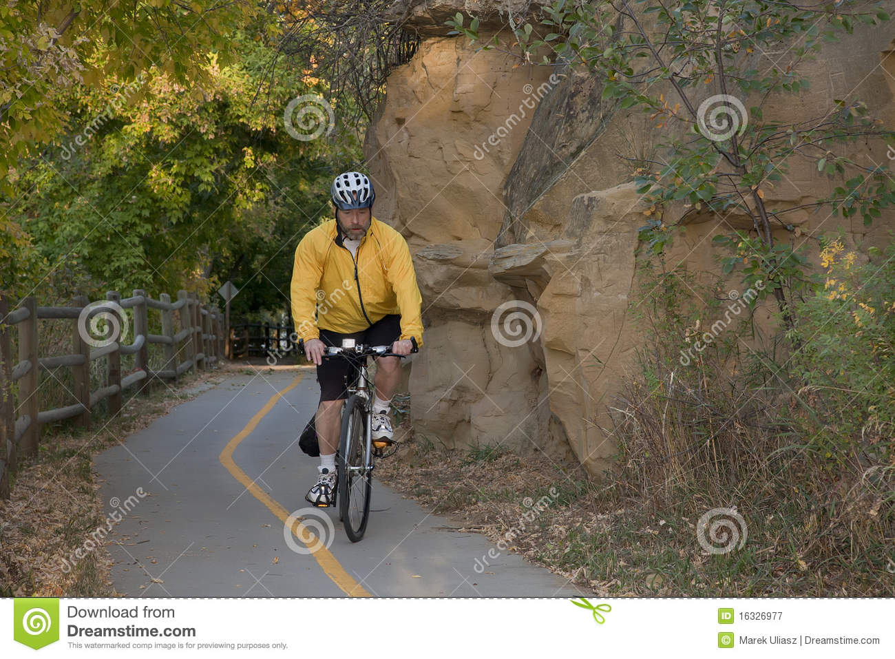 Riding A Bike Or Commuting On Biking Trail Poudre River Corridor Trail    