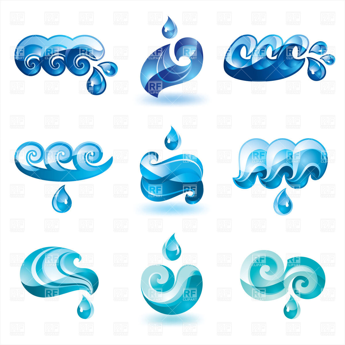 Wave Water Symbolic Icons Download Royalty Free Vector Eps Clipart