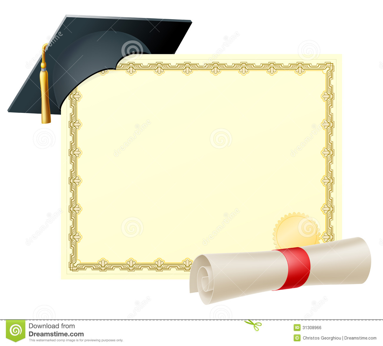 With Copy Space And Scroll Diploma And Mortar Board Graduation Cap