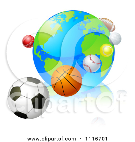 3d Earth Globe With Sports Balls In Orbit Around It