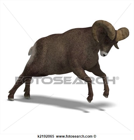 An Aries Ram With Twisted Horns  3d Render With Clipping Path And