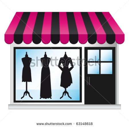 Beautiful Fashion Boutique With Clothes In The Shop Window  Vector    